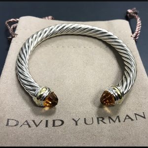 DY Silver and Gold 7mm Cable Bracelet with Citrine